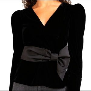 Express black velvet top with bow